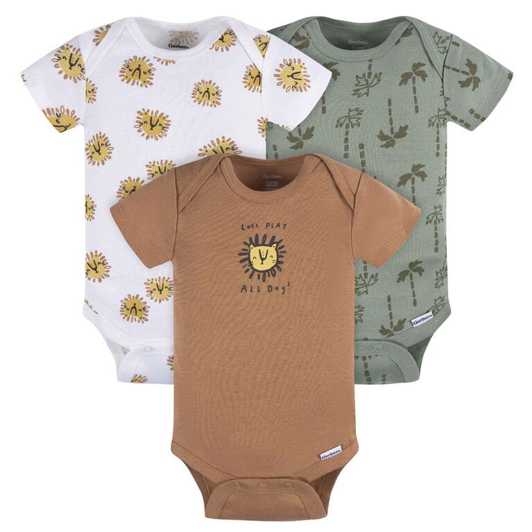 Gerber Childrenswear    Lot de 3 body manches courtes Marron  0-3 Mois