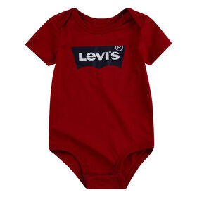Batwing Creeper Bodysuit- Levis Red - Size 24M