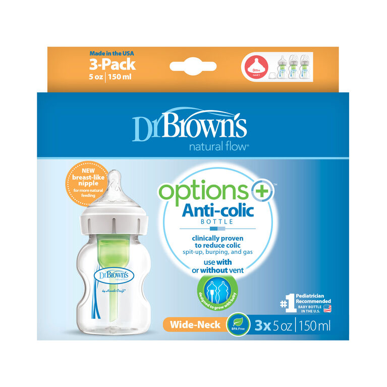 Dr. Brown's Options+ Wide-Neck Bottle 5oz, 3-Pack
