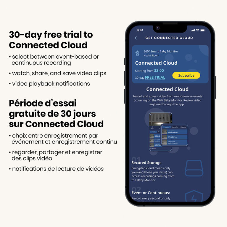 Moniteur pour bébé intelligente 360° de Safety 1st