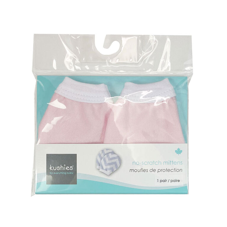 Kushies No-Scratch Mittens Flannel Pink