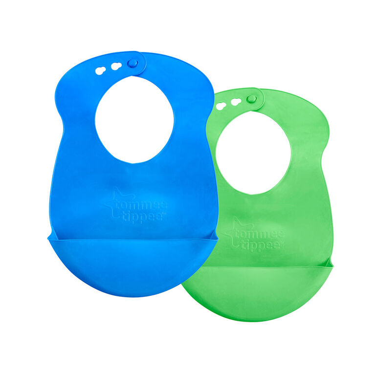 Tommee Tippee Explora 2-Pack Easi Roll Bib - Blue/Green