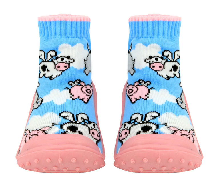 Tickle-toes Skid Proof Shoes with Animals & Clouds Design, 12-18 Months