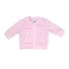 Baby Mode 3 Piece Ribbed Velour Varsity Set: Pink Rainbow Bunny  24M