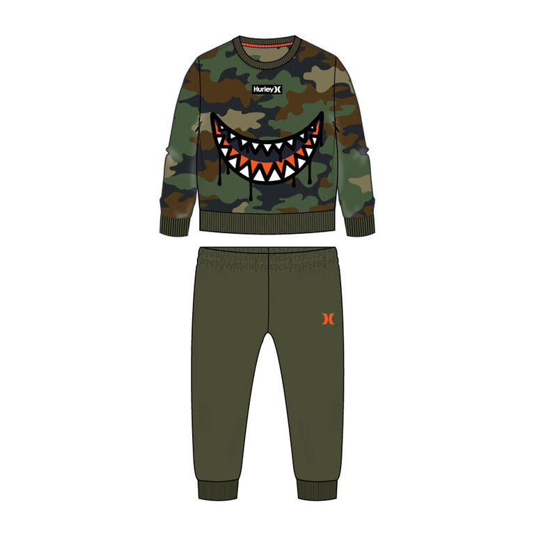 Hurley Fleece Crew Set - Grey Camouflage - Size 12M