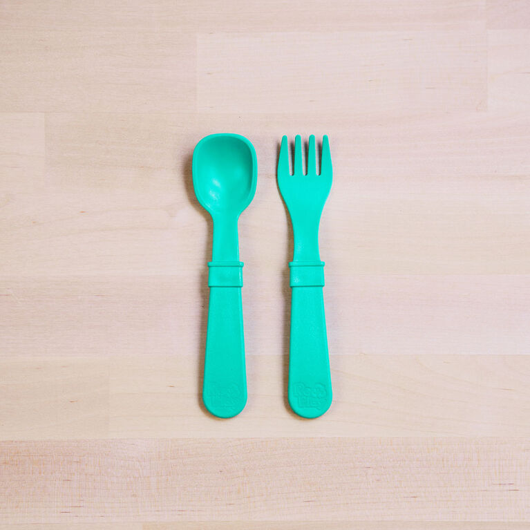 Re-Play Toddler Utensil 8Pk - Aqua