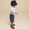 3-6m short en tissu froissé - bleu foncé