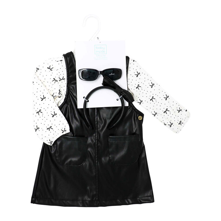 Baby Mode 3 Piece  Jumper Set: Black Floral 4T