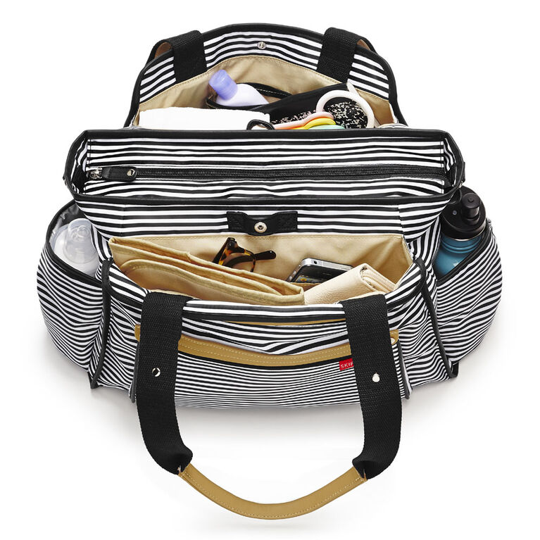 Skip Hop Grand Central Diaper Bag, Black & White Stripe