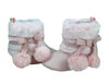 First Steps Blush Pink with Ombre Faux Fur Girls Booties Size 2, 3-6 months