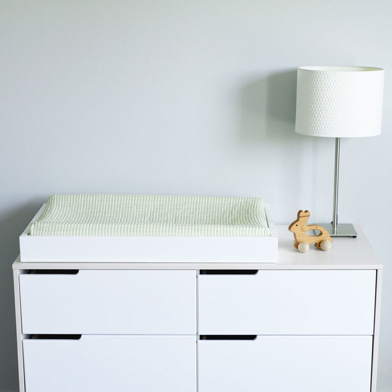 Red Rover - Cotton Muslin Changing Pad Cover -  Green Stripe - R Exclusive