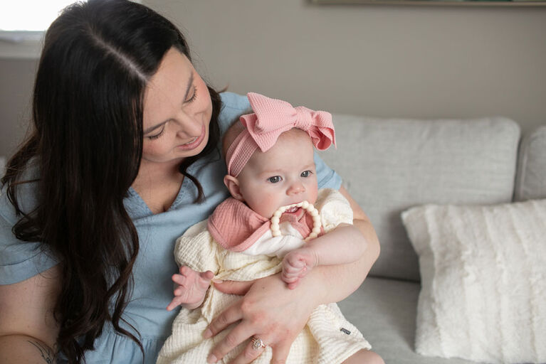 Muslin Bandana Bibs with Teether Pink 2 Pack