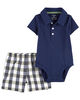 Carter's Two Piece Polo Bodysuit and Short Set 6M