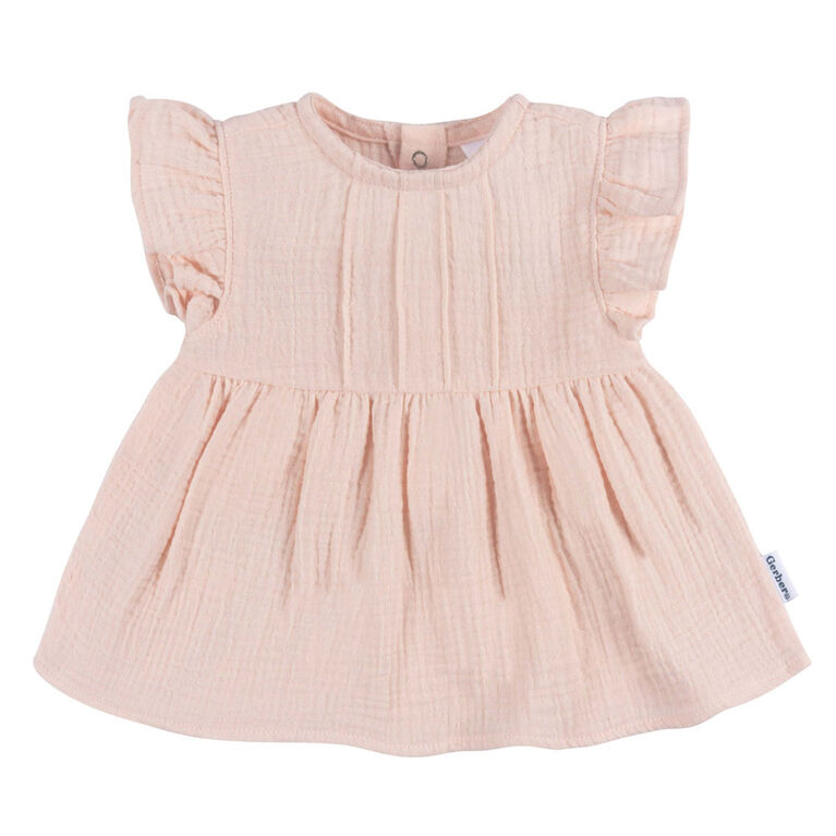 Gerber Childrenswear - 2-Piece Top + Diaper Set - Blush - NB