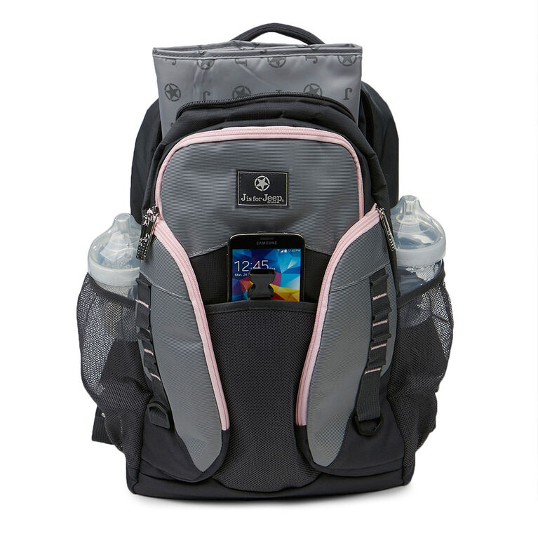 Jeep Adventurers Backpack Diaper Bag Grey Pink Babies R Us Canada