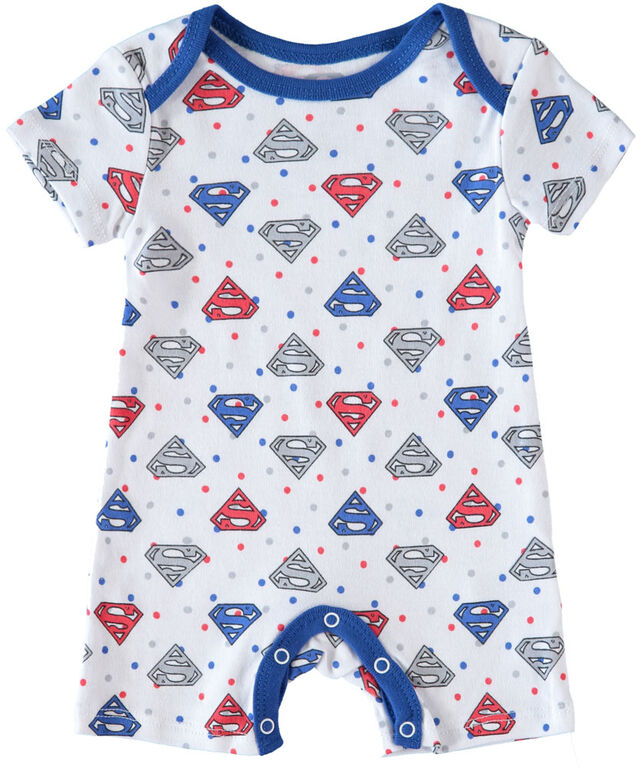 Superman Newborn Future Superhero 2 Pack Rompers 6-9M Blue
