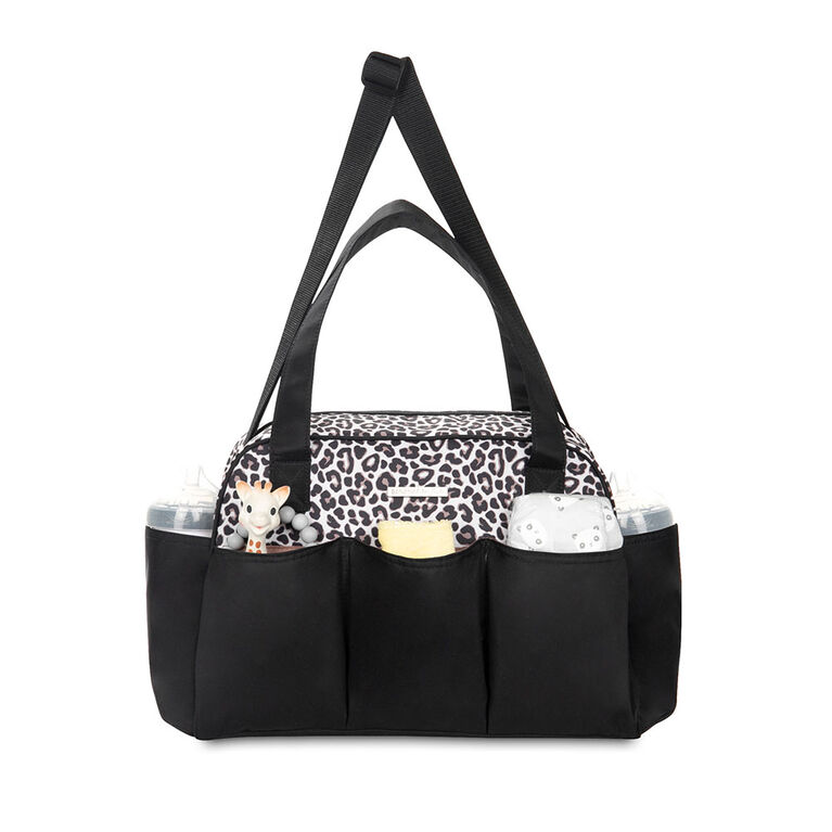 Bananafish Zelda 4-Piece Duffle Diaper Bag Set - Black with Leopard Print