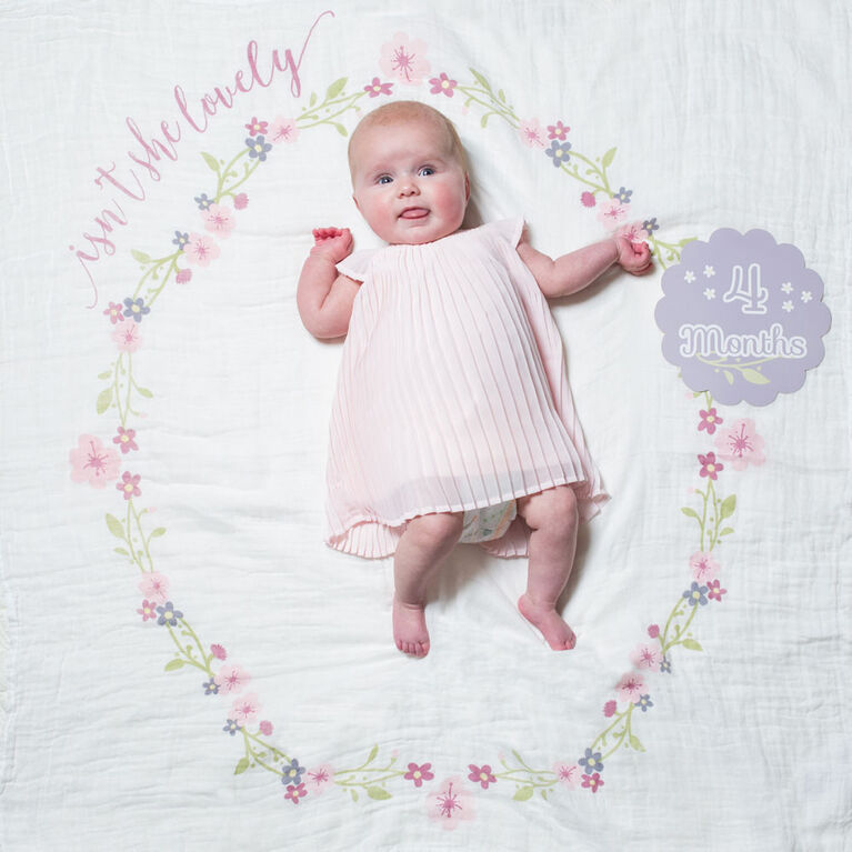 Lulujo - Baby's 1st Year - Monthly Milestone Photography Background Prop, Blanket and Cards Set - Isn't She Lovely