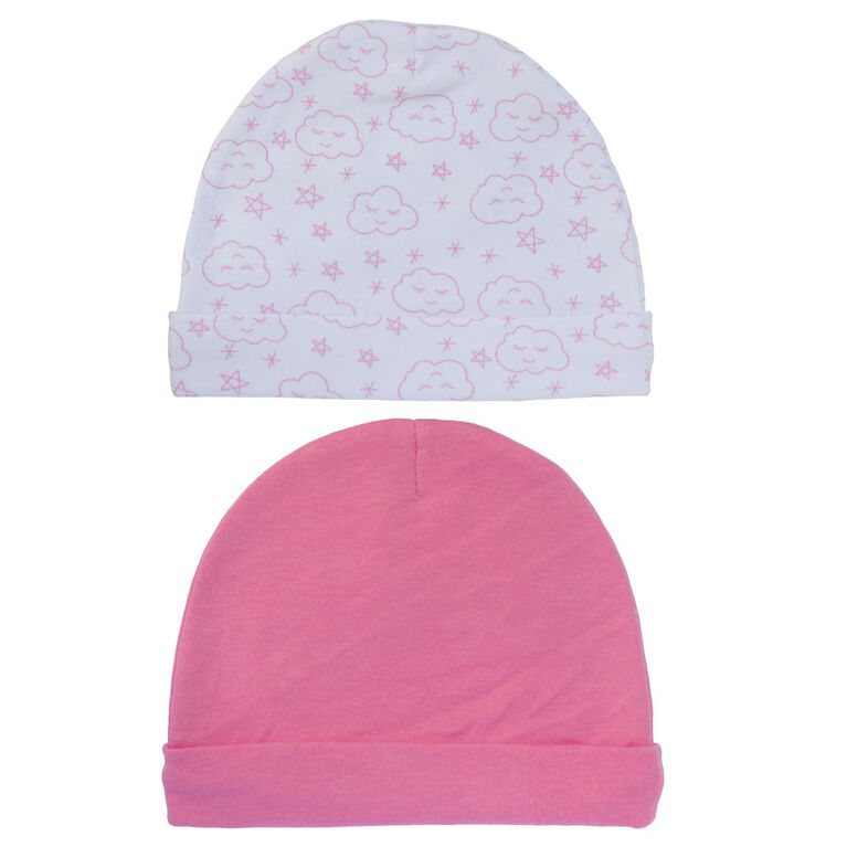 Koala Baby 2 Pack Baby Hats - Pink Clouds, size 3-6 months