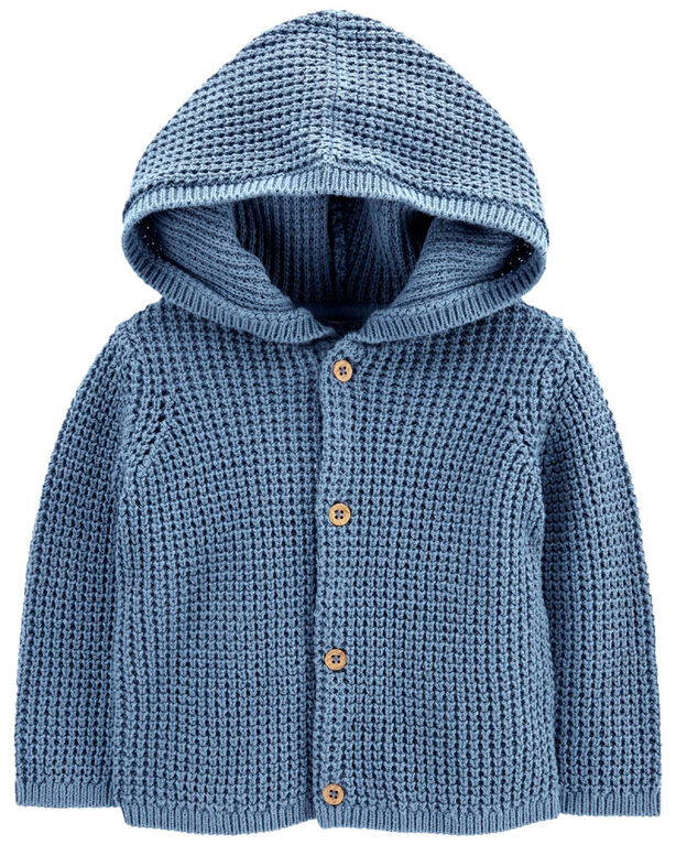 Carter's Hooded Cotton Cardigan Blue  9M