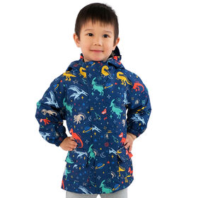 Kids Fleece Lined Rain Jackets  | Space Dinos - 3T (3-4Y)