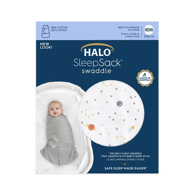 HALO SleepSack Swaddle - Cotton - Space Small 3-6 Months