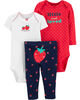 Carter's 3-Piece Strawberry Little Character Set - Red/Ivory/Blue, 6 Months