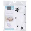 Kushies Bassinet Sheet Flannel Black & White Scribble Stars