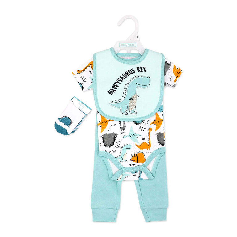 Baby Mode  5 Piece Set: Teal Dinosaur 9M