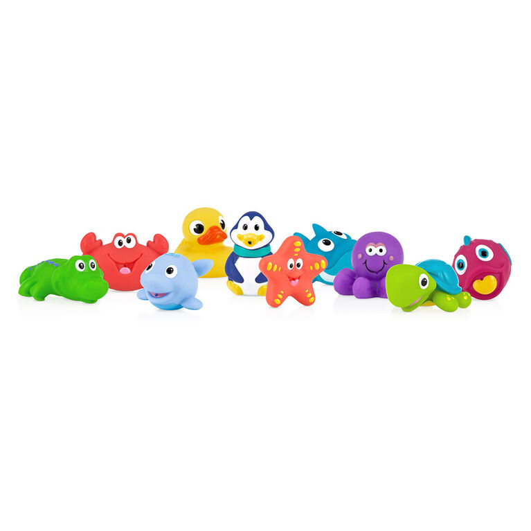 Ensemble de 10 jouets gicleurs pour le bain Little Squirts de Nuby.