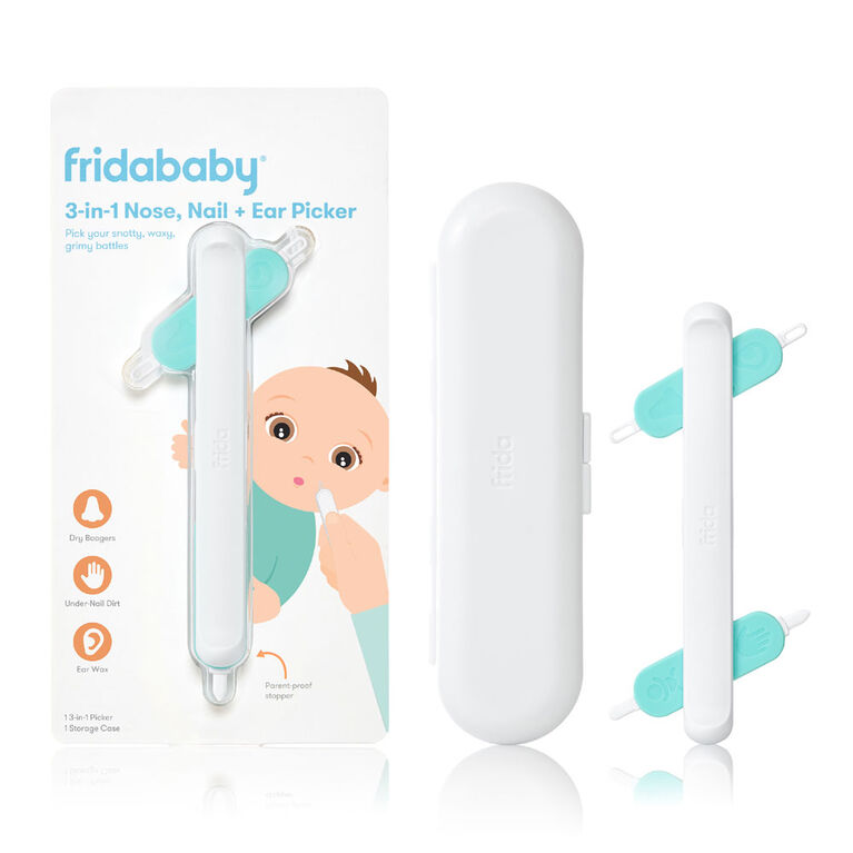 Fridababy - Le sélecteur d'ongles et d'oreille 3 en 1 nettoie en toute sécurité les cuissards, la cire d'oreille et plus de bébé