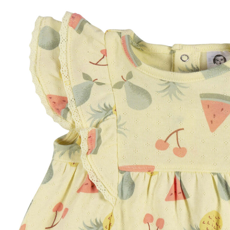 Gerber Childrenswear - 2-Piece Dress + Diaper Set - Fruit - 3-6M