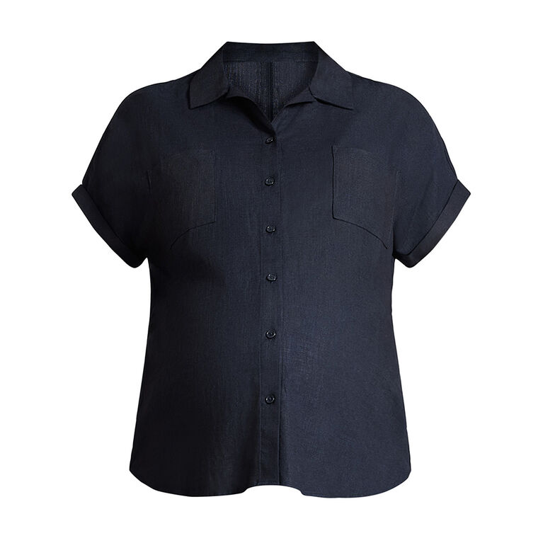 Motherhood Short Sleeve Woven Camp Shirt