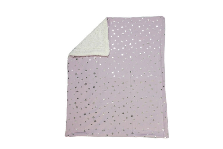 Koala Baby Sherpa Blanket Lavender with Metallic Stars