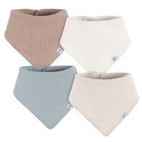 Just Born - Lot de 4 Bavoirs Bandana en Mousseline - Beige