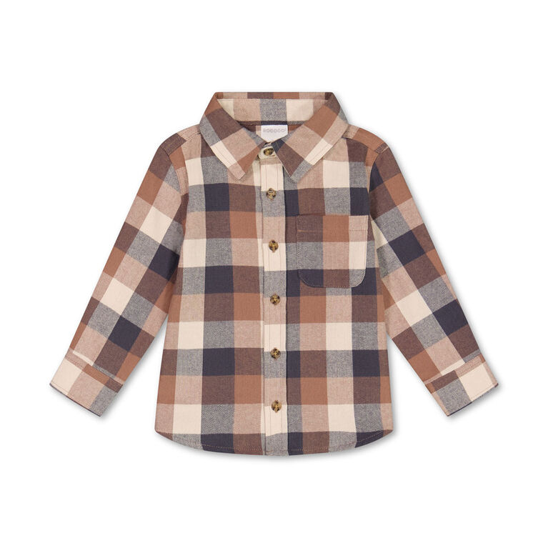 Rococo Flannel Shirt Brown 3/6M