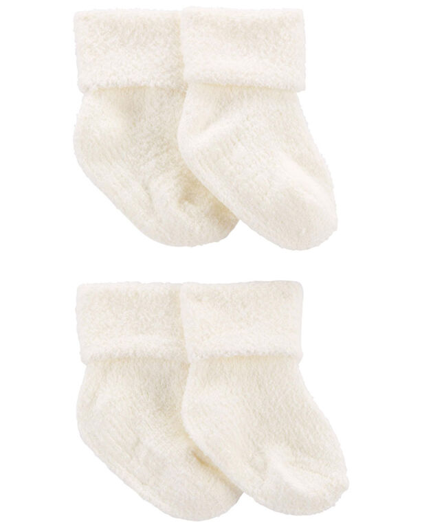 4 paires de chaussons en chenille à rabat Carter’s, Blanc – NN