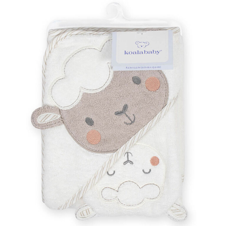 Koala Baby Woven Hooded Towel and Washcloth Set, Little Lamb