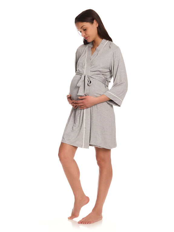 Chloe Rose 2 Piece Maternity & Nursing Robe Set Grey S