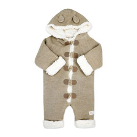 Rock a Bye Baby Combinaison en tricot véritable avec doublure en sherpa : flocons d'avoine, 3-6 mois