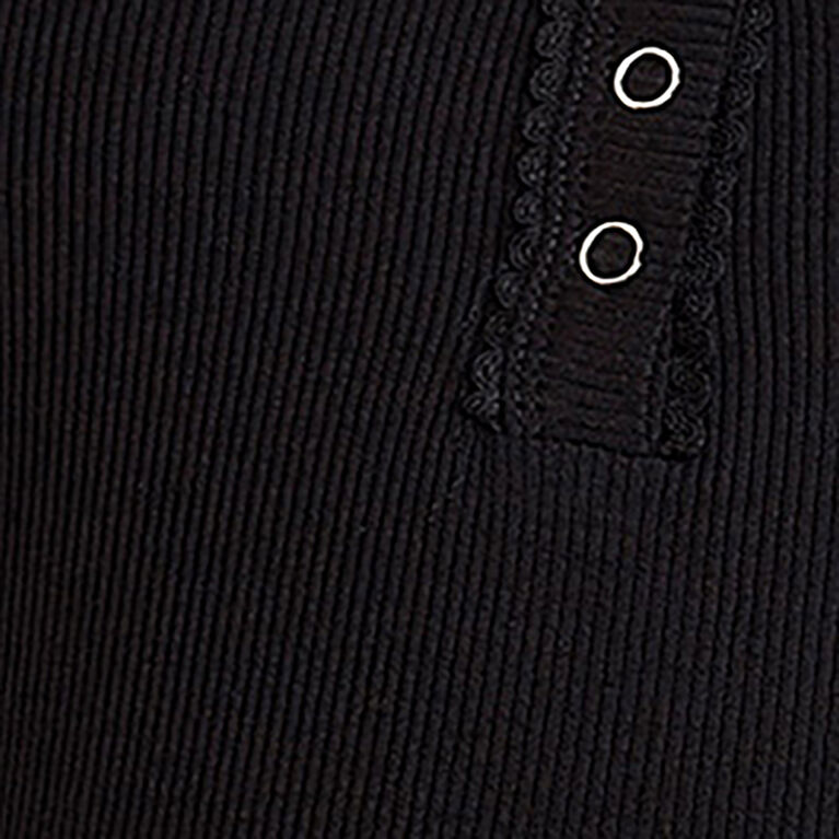 Motherhood - Long Sleeve Snap Henley Nursing Top - Black -L