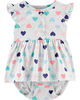 Carter's Heart Jersey Sunsuit - Grey, 9 Months
