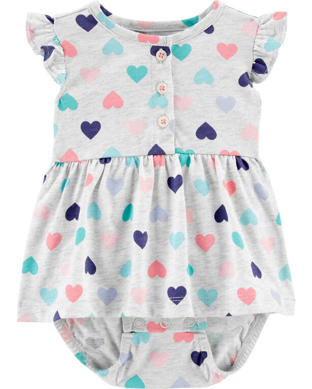 Carter's Heart Jersey Sunsuit - Grey, 9 Months