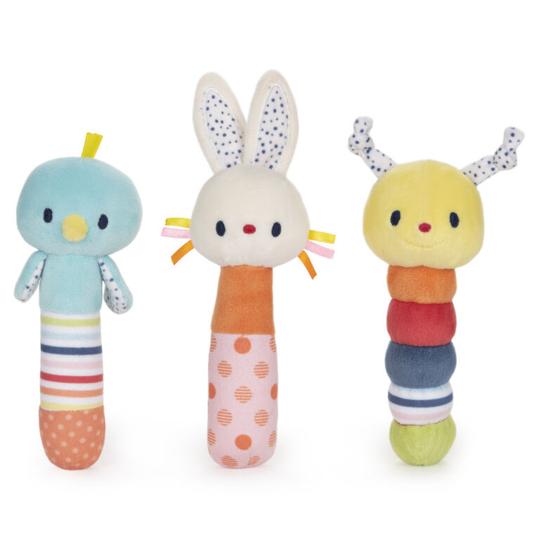 Baby GUND Tinkle Crinkle Caterpillar Stick Rattle, Sensory Stimulating Plush Baby Rattle, 5.5"