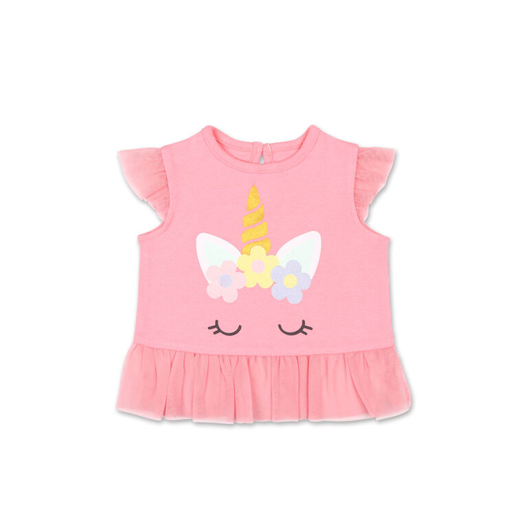 Koala Baby Glitter Unicorn Ruffle Sleeve Tee - 3-6 Months