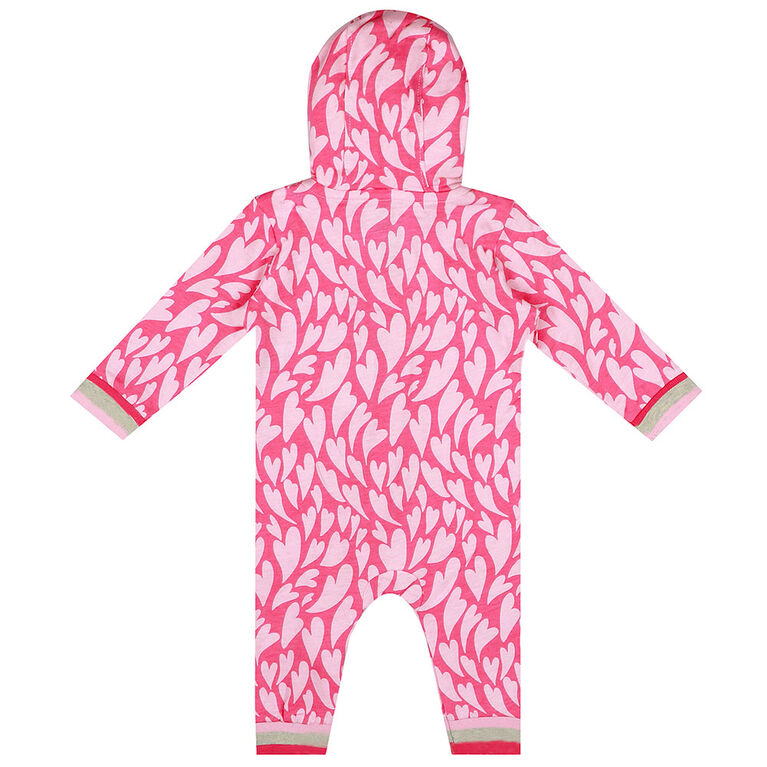 earth by art & eden - Shanna Coverall - Hooded Coverall - Powder Pink Multi, 12 Months