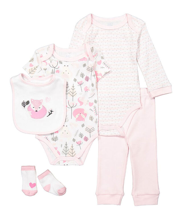 Baby Mode 5 Pièce Layette ensemble -forêt rose 6-9M