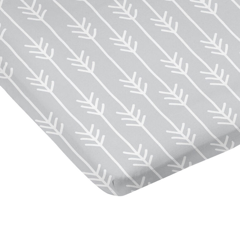 Kushies Flannel Playard Sheet - Grey Arrows