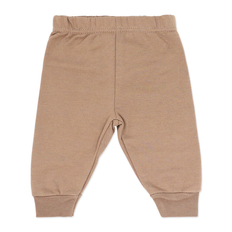 Baby Mode 3 Piece Fleece Jogger Set:Brown Dog 3M