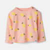 Long Sleeve Button Top Mid Pink Lemon Print 12-18M